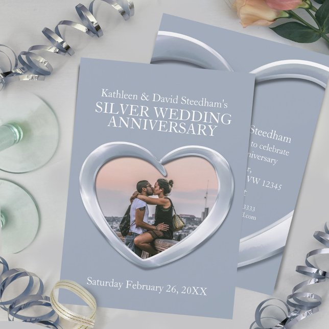 Invitation pour les 25 ans de mariage coeur de noc (Créateur téléchargé)