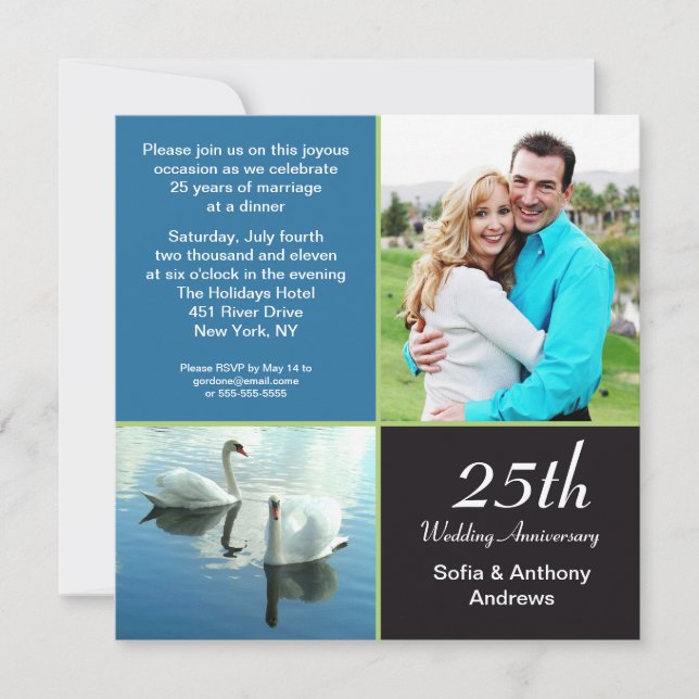 Invitation pour les 25 ans de photo de mariage (Devant)