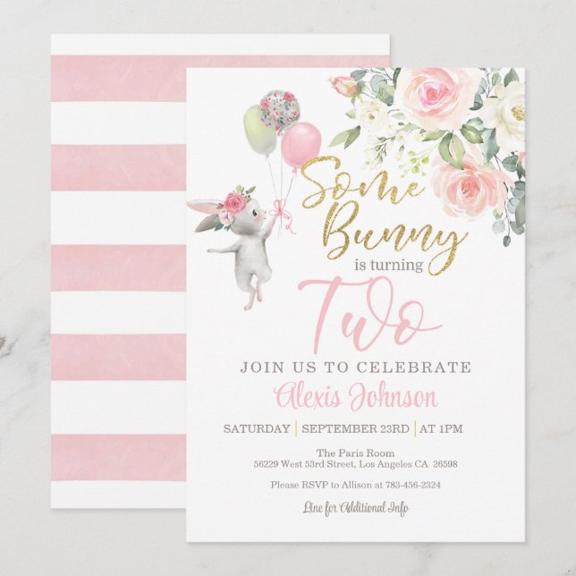Invitation pour les 2 ans de Some Bunny (Devant / Derrière)