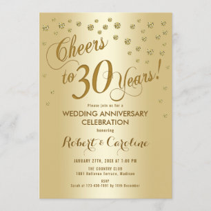 Invitation pour les 30 ans de mariage en or