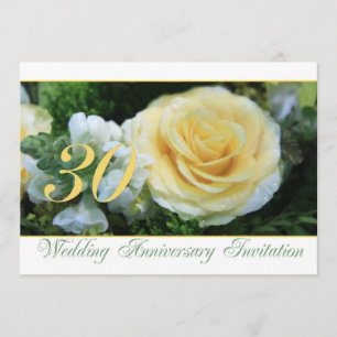 Invitation pour les 30 ans de mariage - Rose jaune