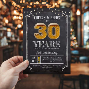 Invitation pour les 30 ans d'un homme : Cheers & B