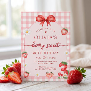 Invitation pour les 3 ans de Bow Berry Sweet Girl