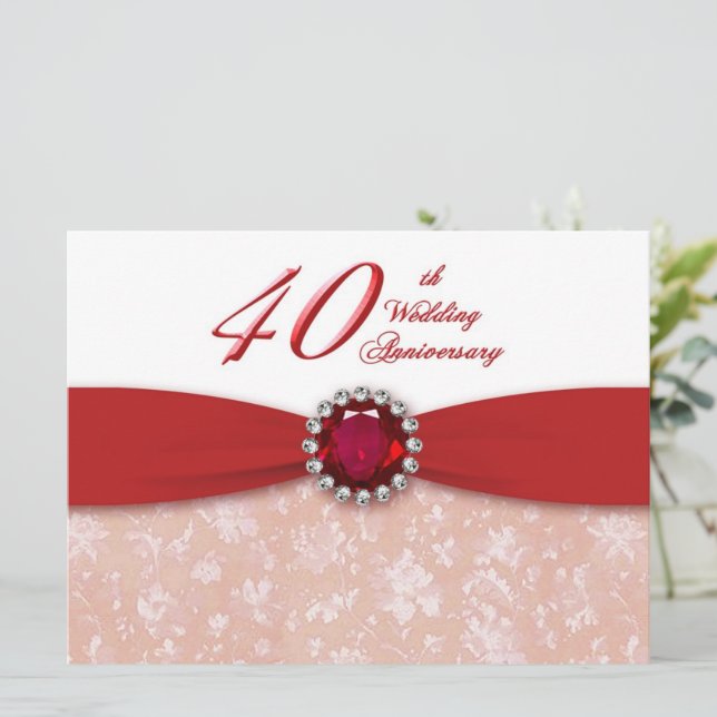 Invitation pour les 40 ans de mariage - Damask (Debout devant)