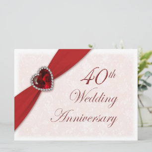 Invitation pour les 40 ans de mariage - Damassé