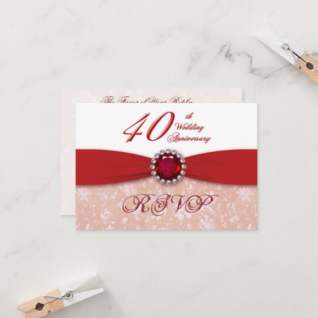 Invitation pour les 40 ans de mariage de mariage e (Devant/Arrière en situation)