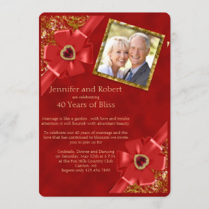 Invitation pour les 40 ans de mariage - Rouge et O