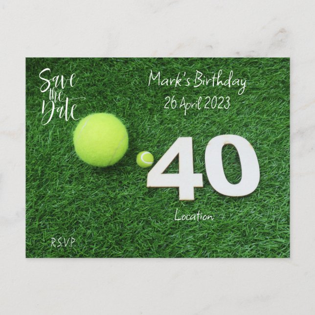 Invitation pour les 40 ans de Tennis, Sauvegarder  (Devant)