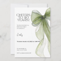 Invitation pour les 40 ans • Ruban vert Milestone