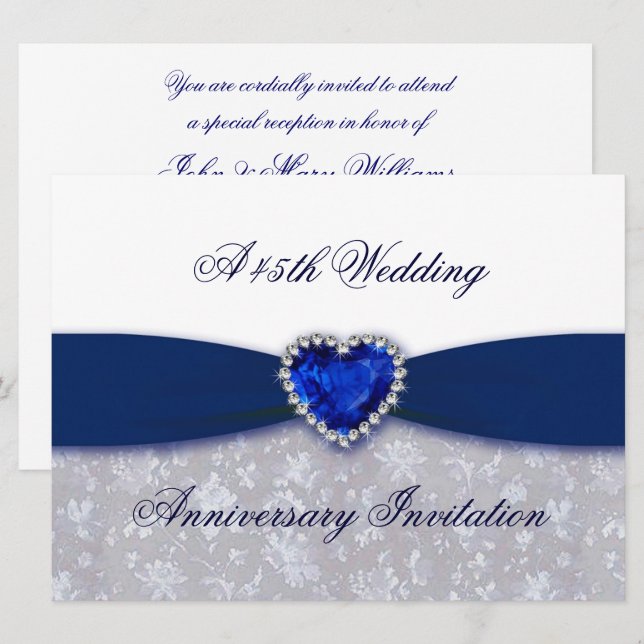 Invitation pour les 45 ans de mariage - Damassé (Devant / Derrière)