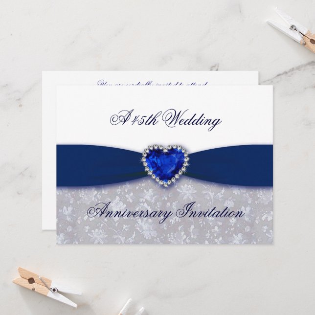 Invitation pour les 45 ans de mariage - Damassé (Devant/Arrière en situation)