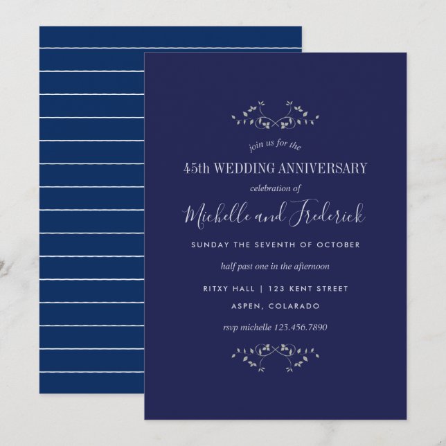 Invitation pour les 45 ans de mariage de saphir (Devant / Derrière)