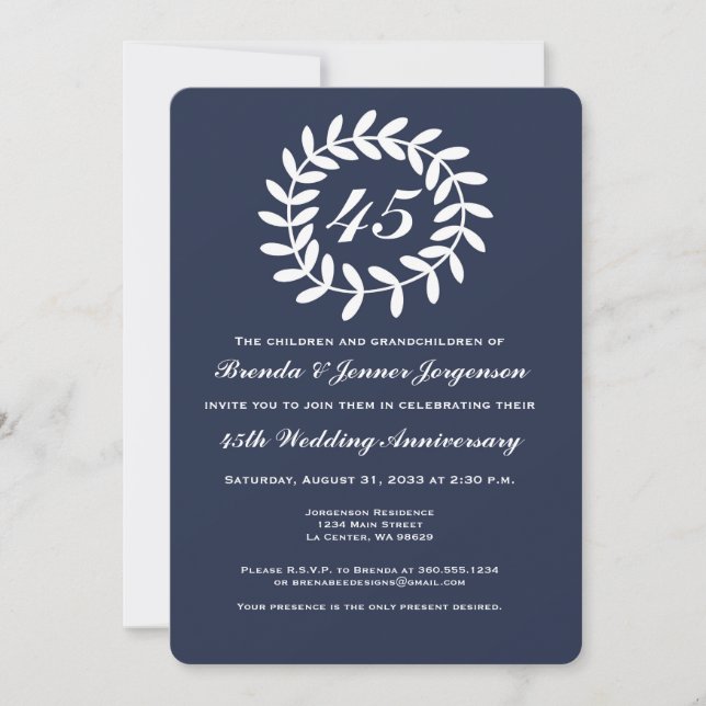 Invitation pour les 45 ans de mariage noces de sap (Devant)
