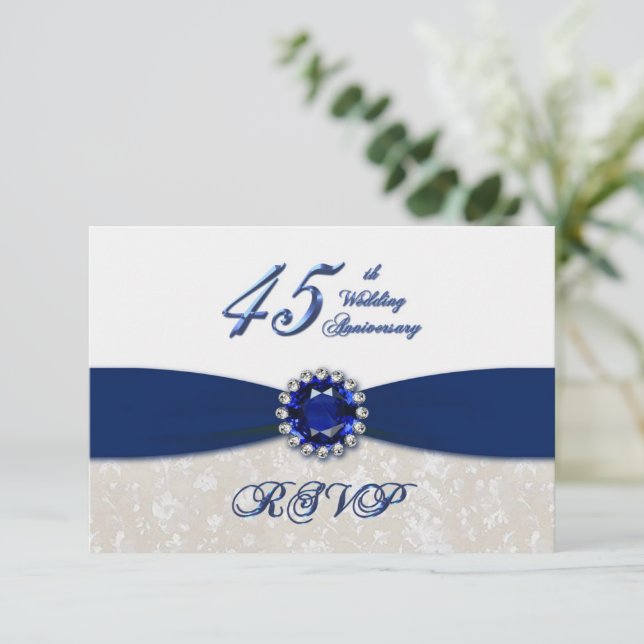 Invitation pour les 45 ans de mariage, thème damas (Debout devant)