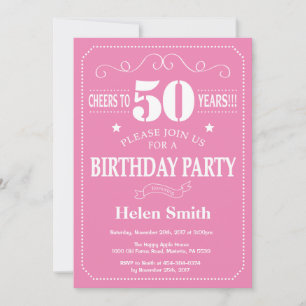 Invitation pour les 50 ans Anniversaire Rose et Bl