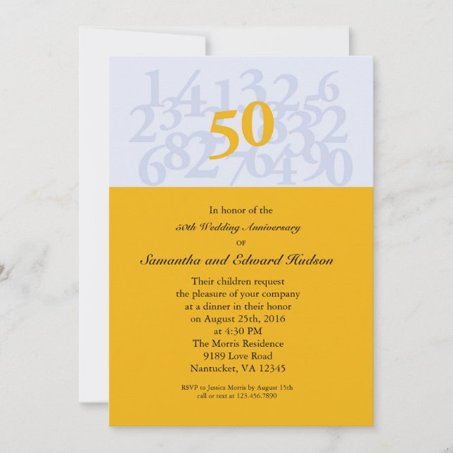 Invitation pour les 50 ans d'anniversaire de maria (Devant)