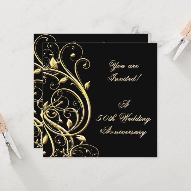 Invitation pour les 50 ans de mariage (Devant/Arrière en situation)