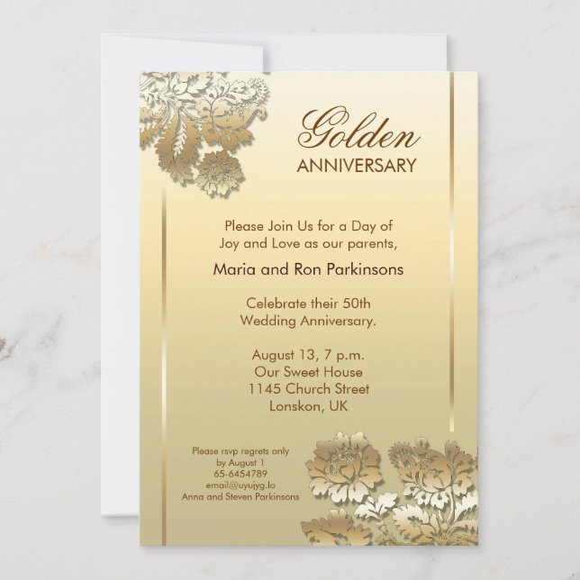 Invitation pour les 50 ans de mariage (Devant)