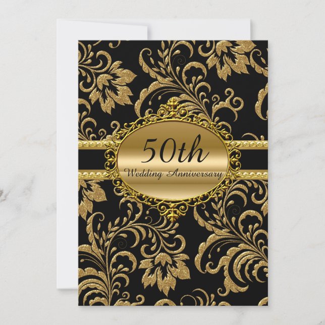Invitation pour les 50 ans de mariage à motif flor (Devant)