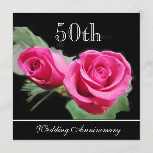 Invitation pour les 50 ans de mariage aux roses ro