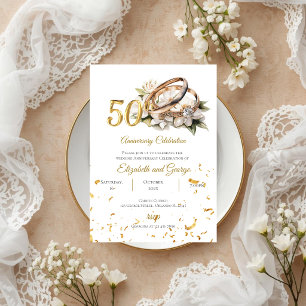Invitation pour les 50 ans de mariage avec anneaux