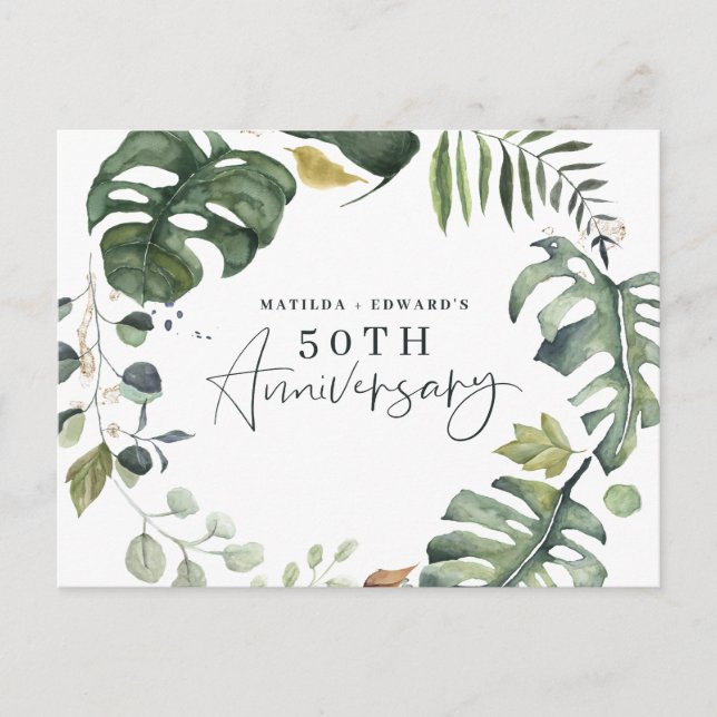 Invitation pour les 50 ans de mariage avec feuilla (Devant)