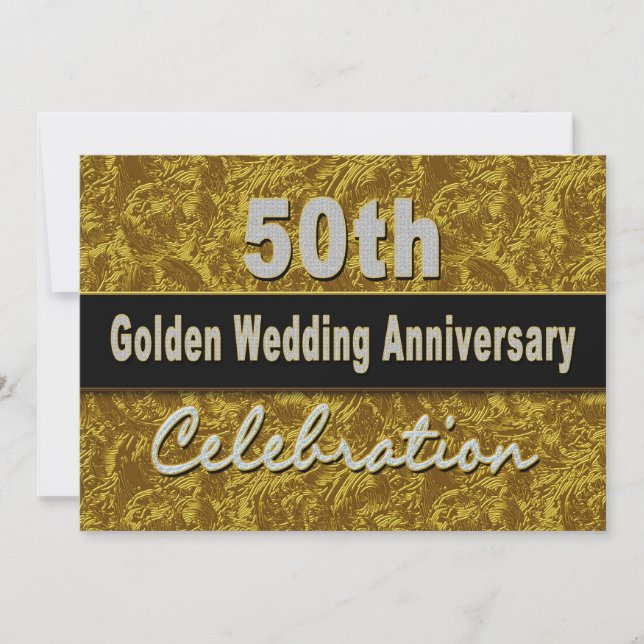 Invitation pour les 50 ans de mariage - Doré (Devant)
