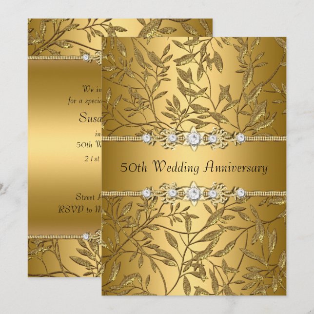 Invitation pour les 50 ans de mariage en feuille d (Devant / Derrière)
