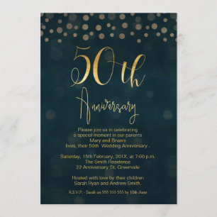 Invitation pour les 50 ans de mariage en or faux b