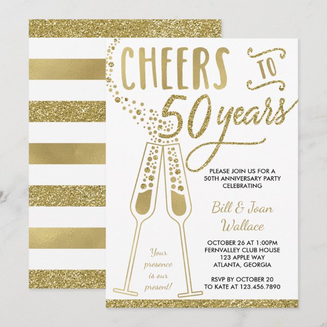 Invitation pour les 50 ans de mariage, Faux paille (Devant / Derrière)