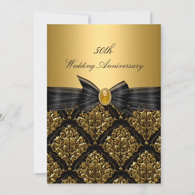 Invitation pour les 50 ans de mariage Gold Damask  (Devant)