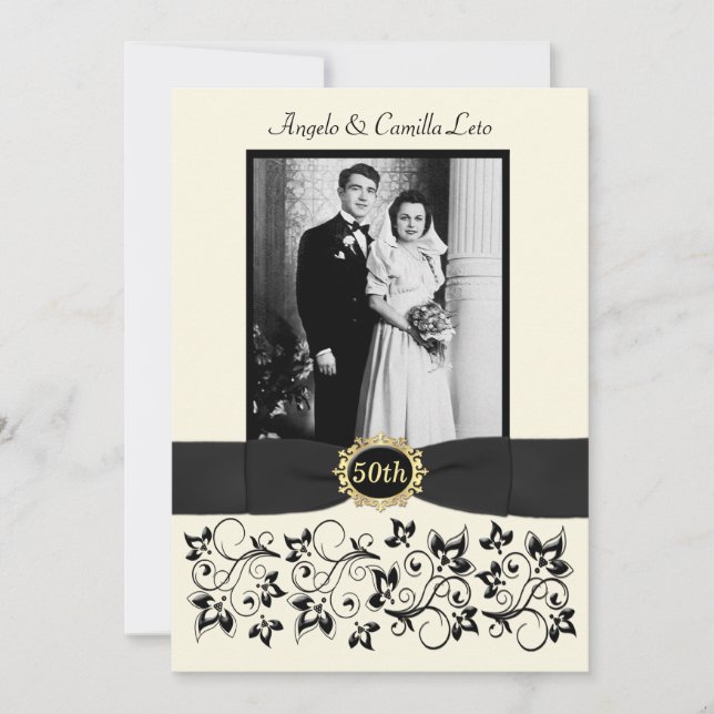 Invitation pour les 50 ans de mariage - Ivoire (Devant)