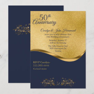 Invitation pour les 50 ans de mariage Navy & Or