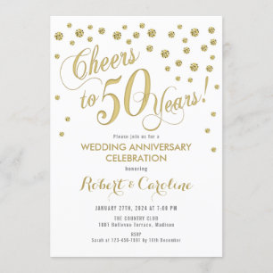 Invitation pour les 50 ans de mariage - Or et blan