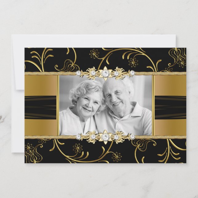 Invitation pour les 50 ans de mariage photo floral (Devant)