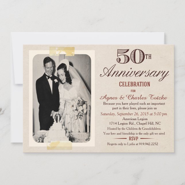 Invitation pour les 50 ans de mariage - Photo pers (Devant)