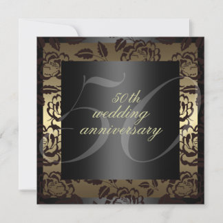 Invitation pour les 50 ans de mariage Rose Noir & 