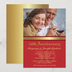 Invitation pour les 50 ans de mariage Simple Éléga