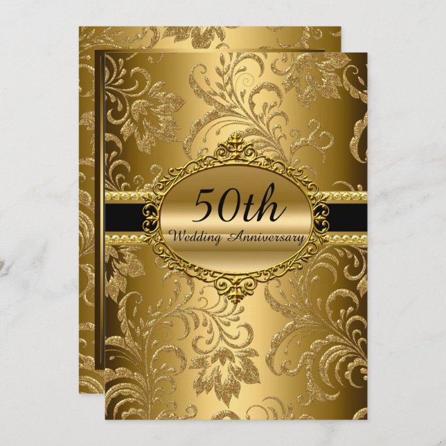 Invitation pour les 50 ans de mariage thème floral (Devant / Derrière)