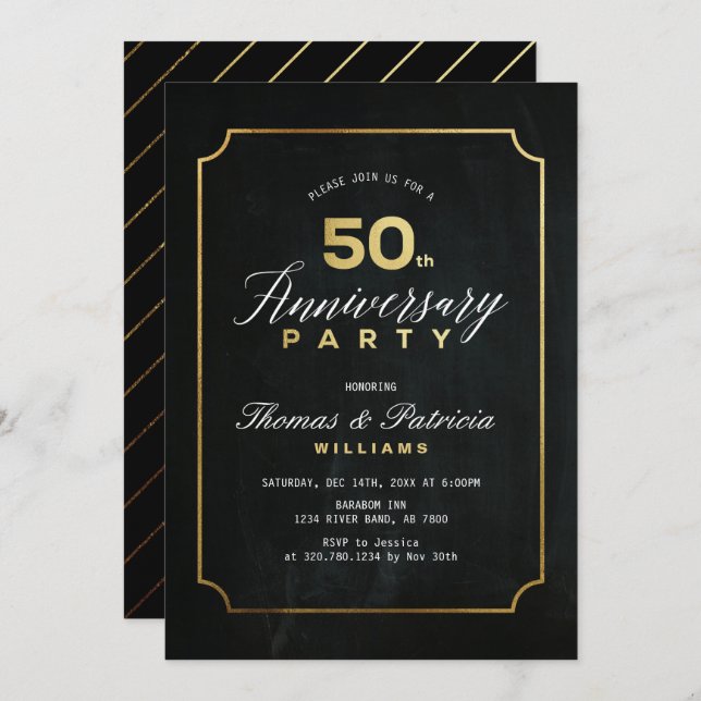 Invitation pour les 50 ans de mariage Typograph Go (Devant / Derrière)