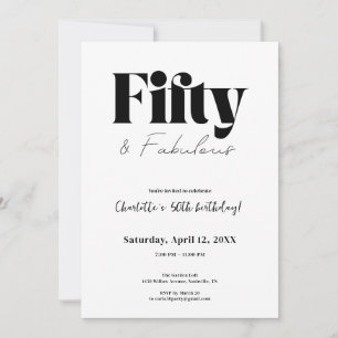 Invitation pour les 50 ans : Fifty & Fabulous