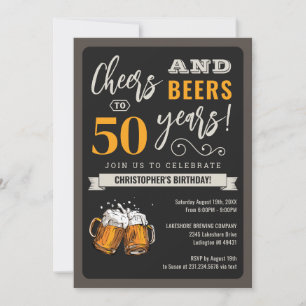 Invitation pour les 50 ans Modern Cheers and Beers