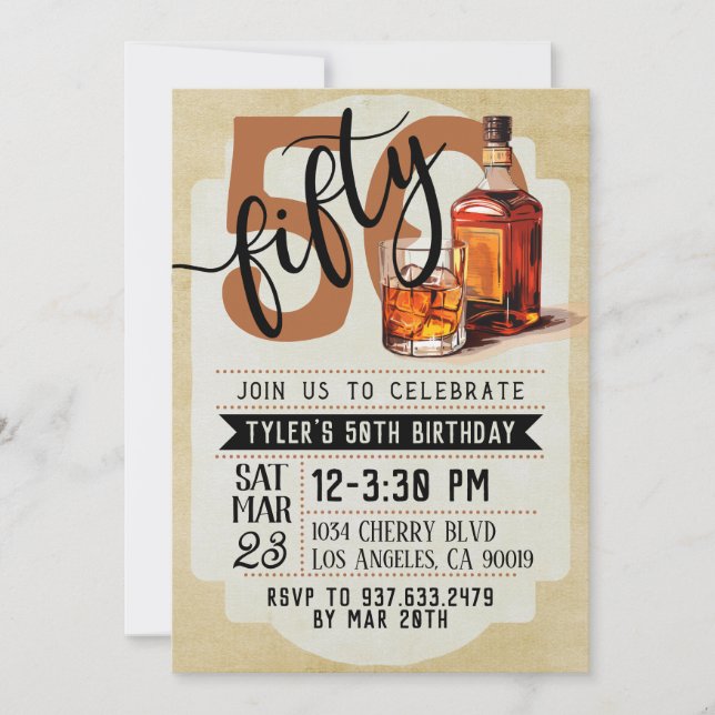 Invitation pour les 50 ans Whiskey & Cigars (Devant)