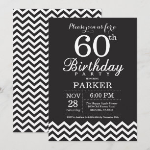 Invitation pour les 60 ans Chevron Noir et Blanc