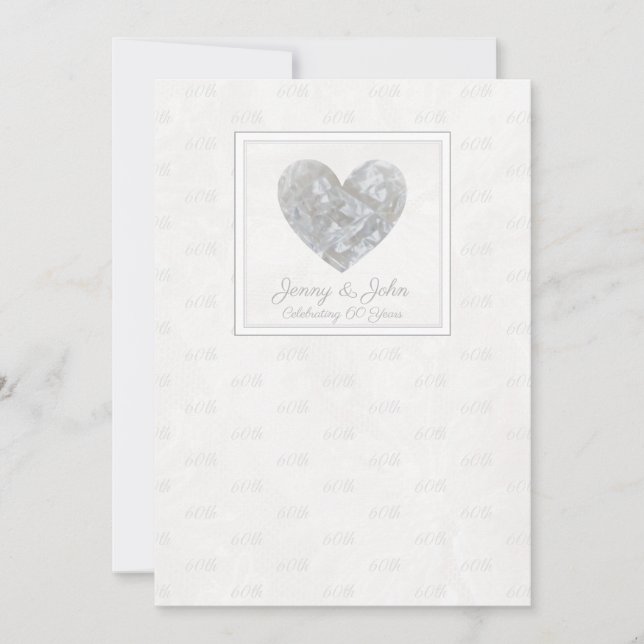 Invitation pour les 60 ans de mariage avec un cœur (Devant)