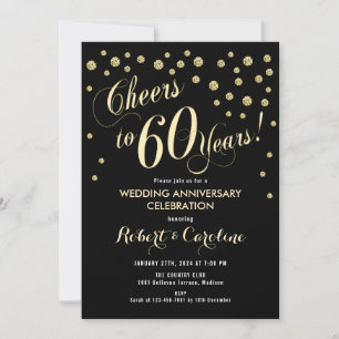 Invitation pour les 60 ans de mariage - Noir et Or