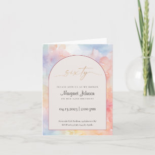 Invitation pour les 60 ans Pastel Aquarelle Or