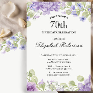 Invitation pour les 70 ans Élégante Fleur Violette