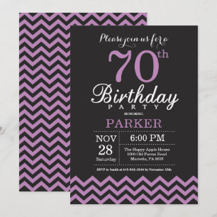 Invitation pour les 70 ans noir et violet