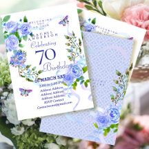 Invitation pour les 70 ans Ruban Rose Bleu